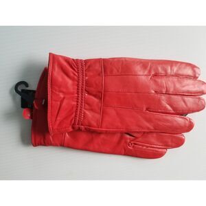Red Leather Gloves Size M